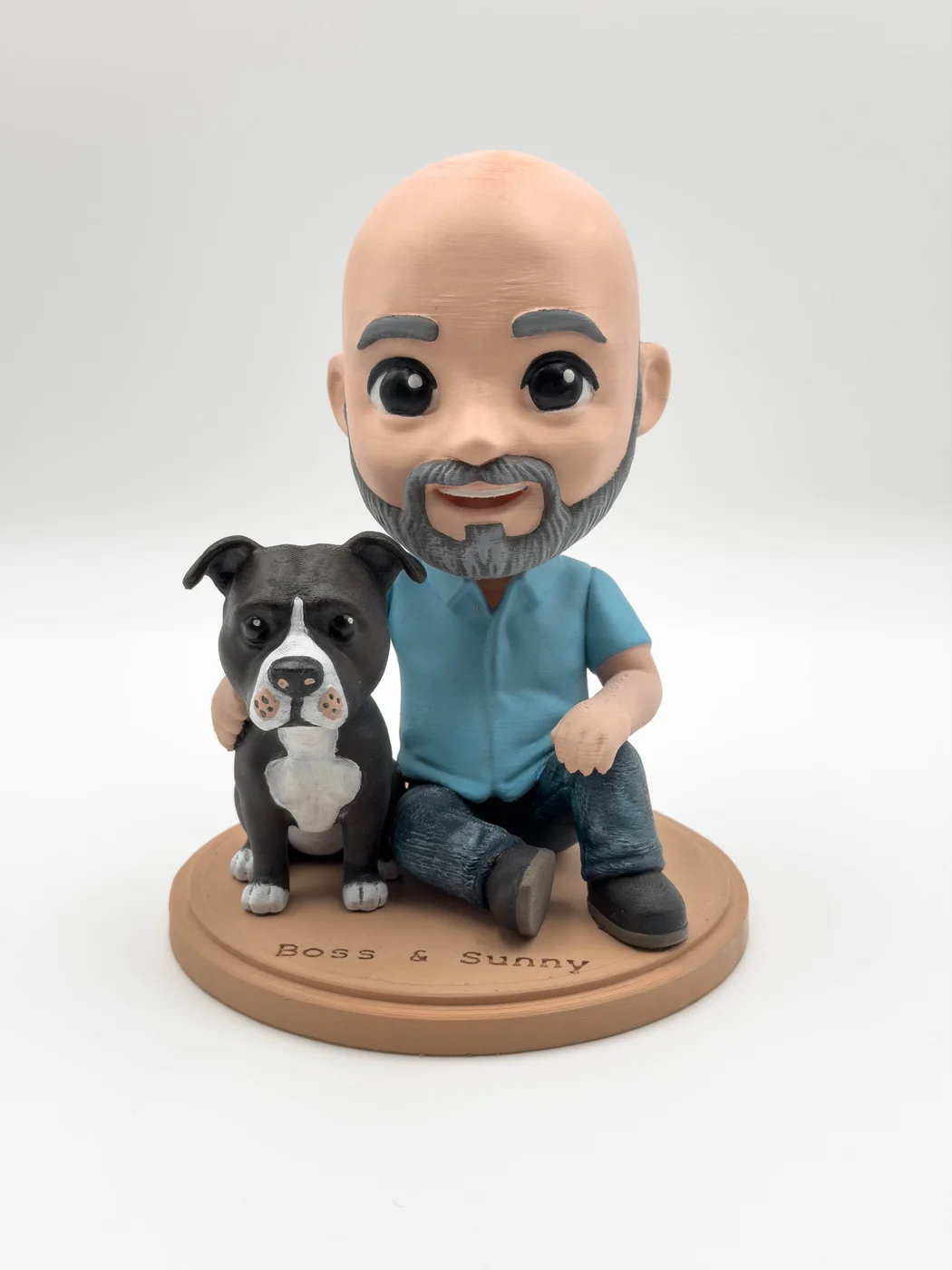 Figurka pożegnalna psa z właścicielem - Boss & Sunny, druk 3D