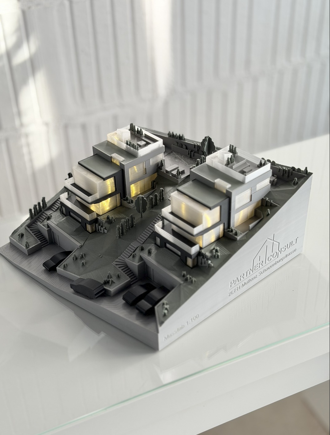 Makieta architektoniczna z podświetleniem LED — Partner Consult, druk 3D Leszno